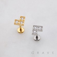 MULTI CZ HEART DIAMOND THREADLESS (PUSH IN) 316L SURGICAL STEEL LABRET SET